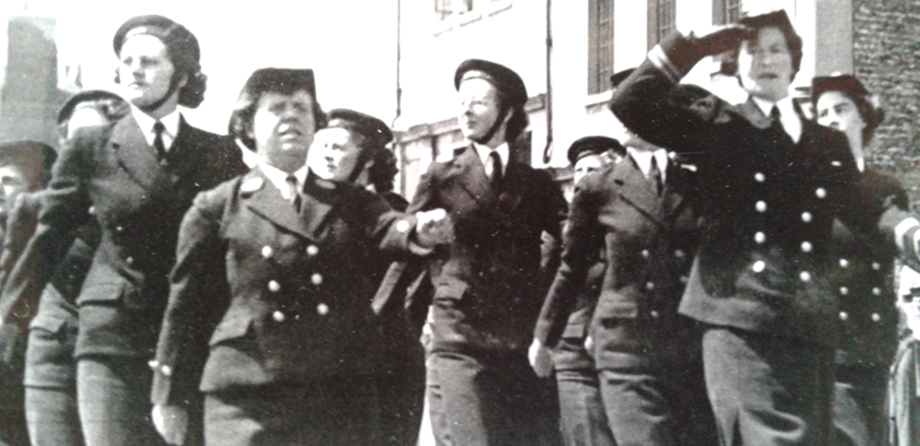 A group of women marching.