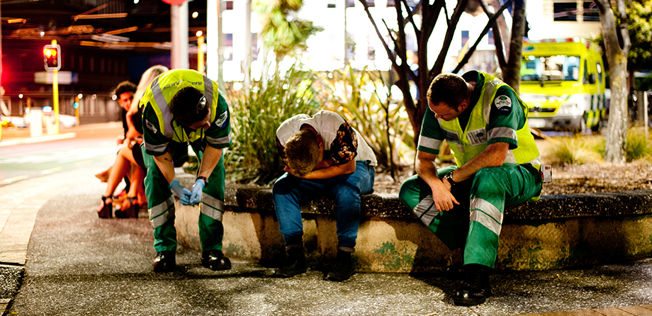 Volunteer medics looking after an unwell person