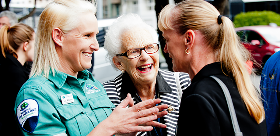 Patron Shirley Martin with Wellington Free staff