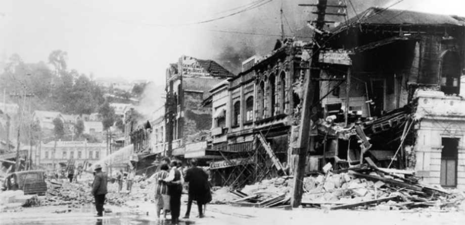 A photo of the damage from the Napier Earthquake.