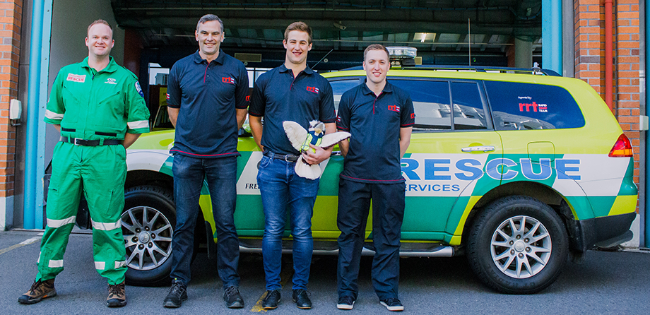 Rescue Paramedic Brendan with the team from RRT.