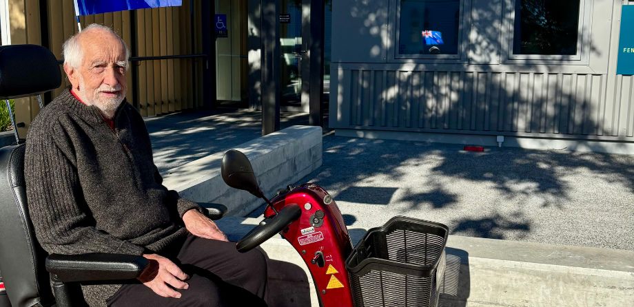 A man on a mobility scooter