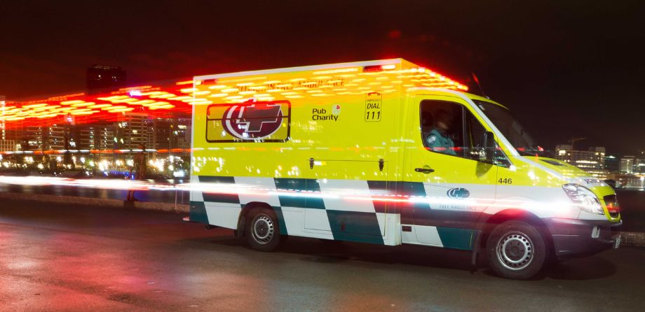 An ambulance at night