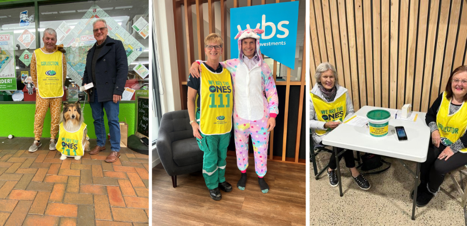 3 photos of people in onesies
