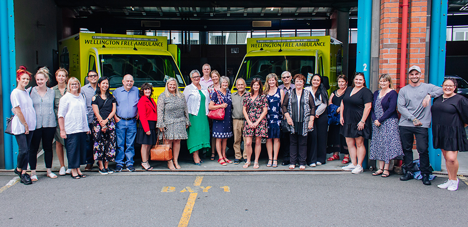 Pobar ambulance launch with friends and family of Colleen and Bryan