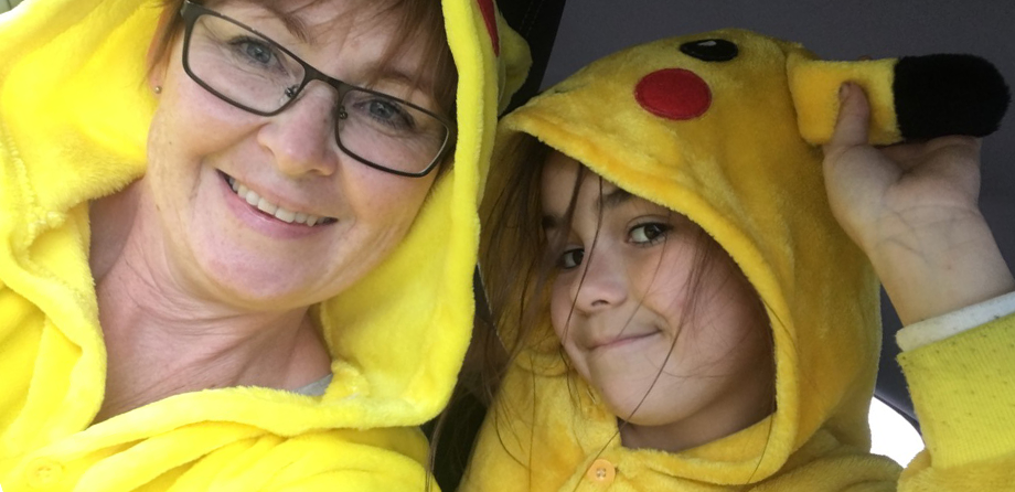 Steph and her daughter on Onesie Day.