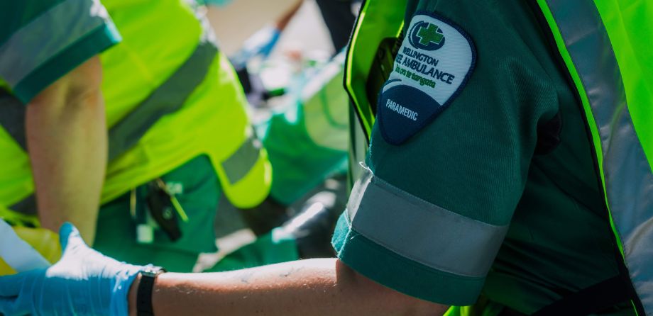 Close up of a paramedic's badge on a sleeve